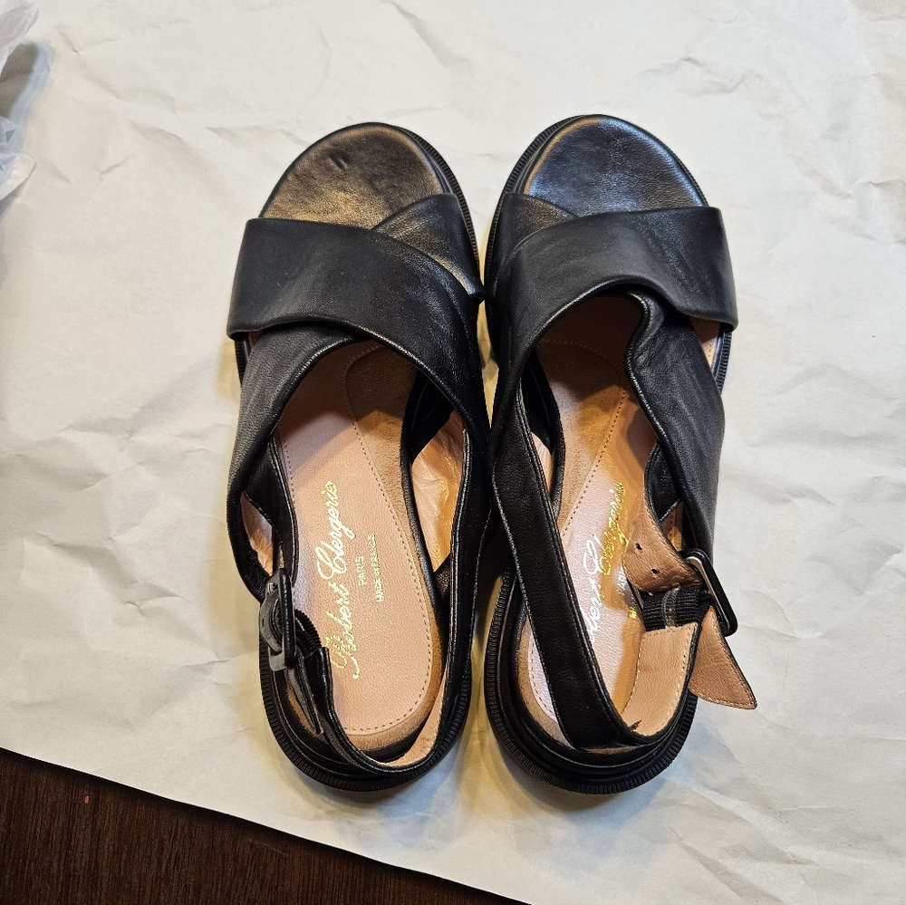 Robert Clergerie Paris Mule Black Leather Slingback Sandals Size 8 - Picture 8 of 14